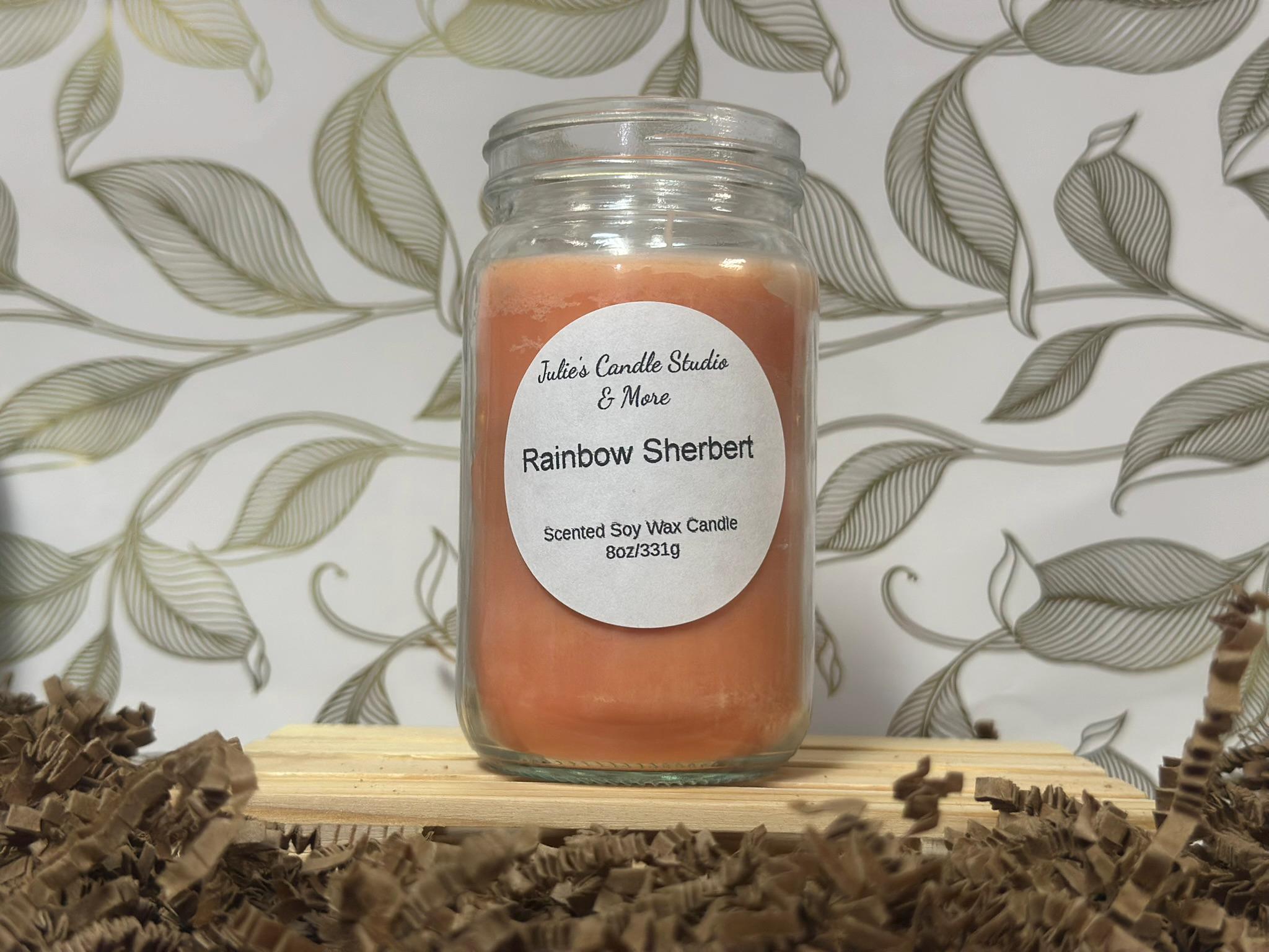 Rainbow sherbet scented candle 8oz soy wax candle