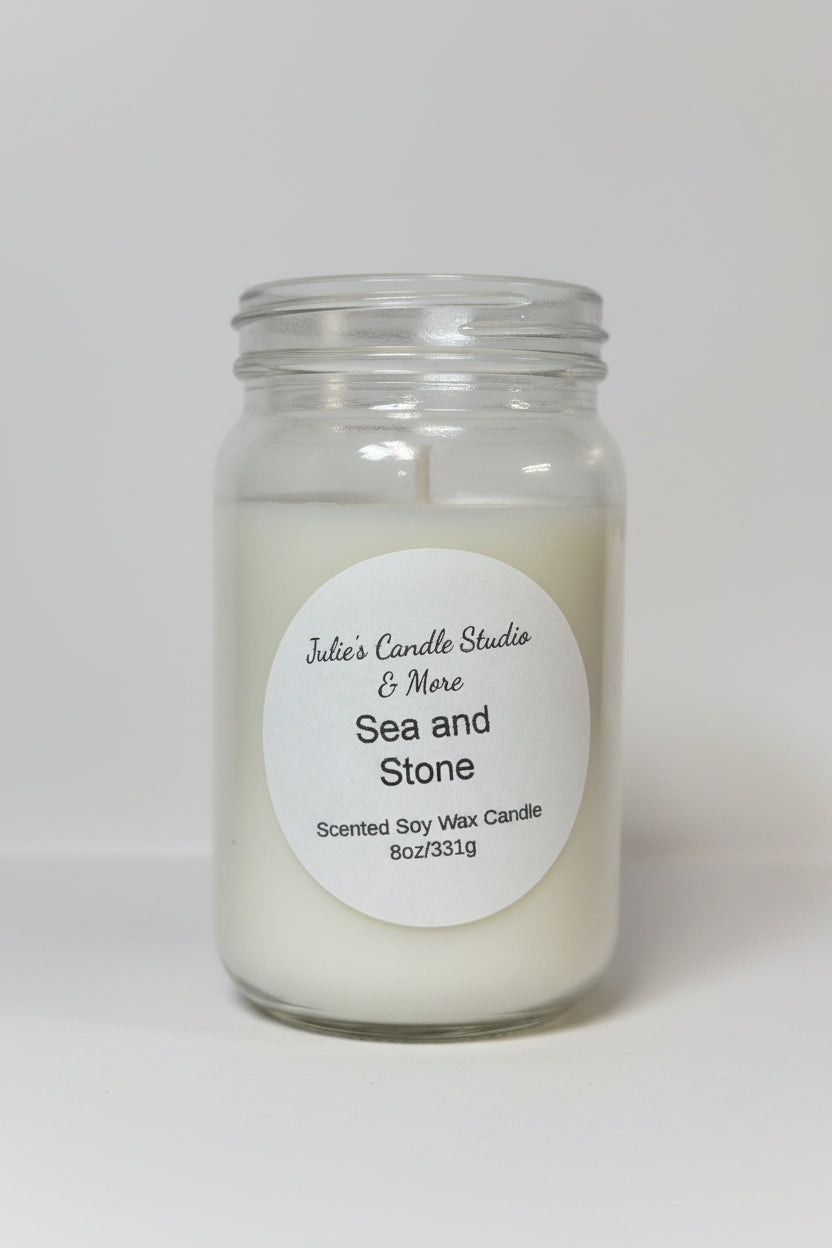 sea stone scented 8oz soy wax candle