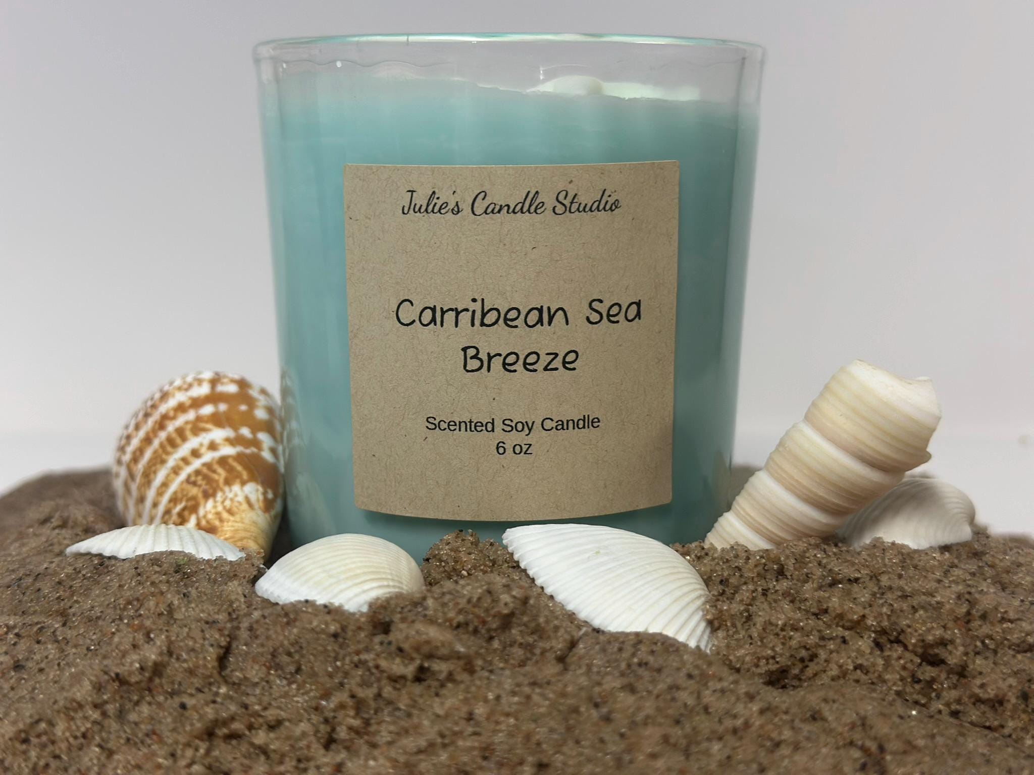 Caribbean sea breeze scented 6oz soy wax candle