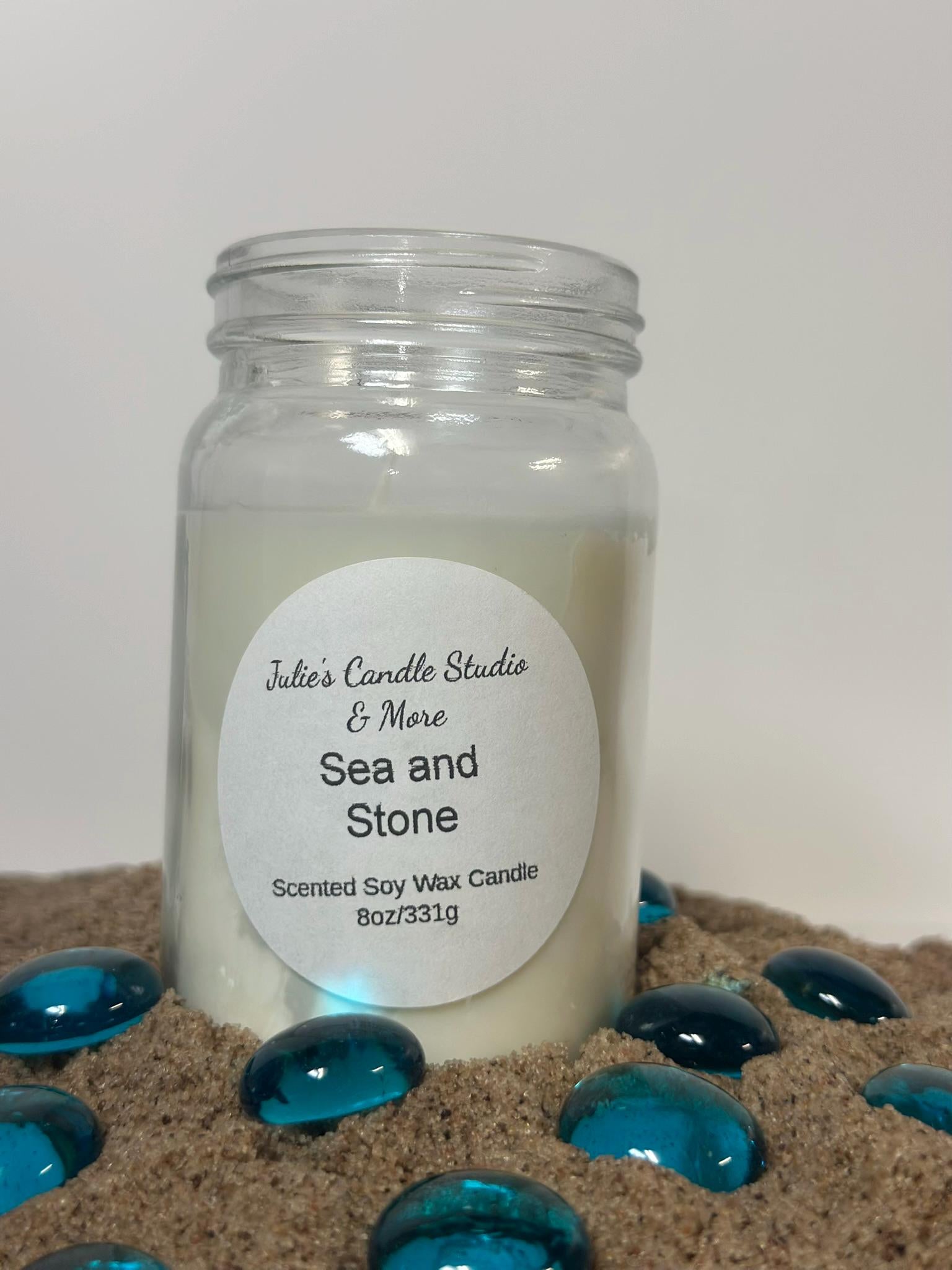 sea stone scented 8oz soy wax candle