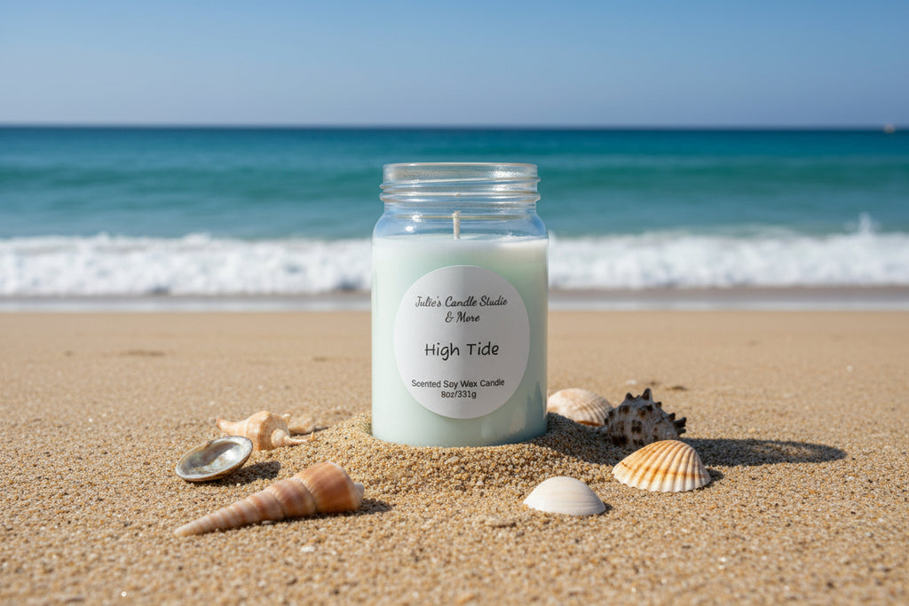 high tide scented 8oz scented soy wax candle