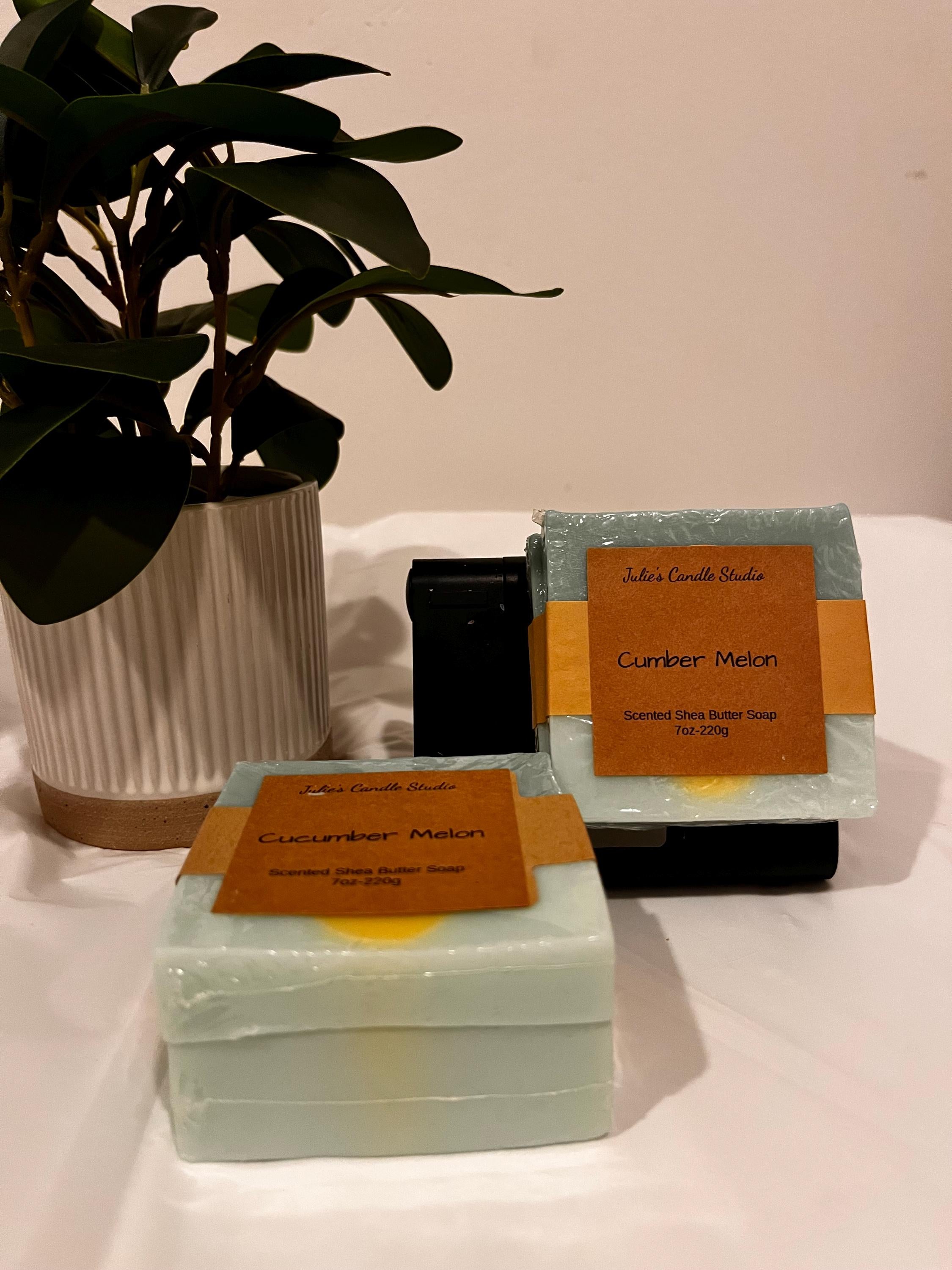 Cucumber and melon scented soap, gift giving birthday, holidays, handmade