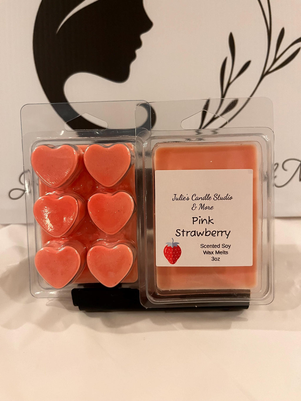 Pink strawberry scented 3oz wax melts, gift giving, valentines day