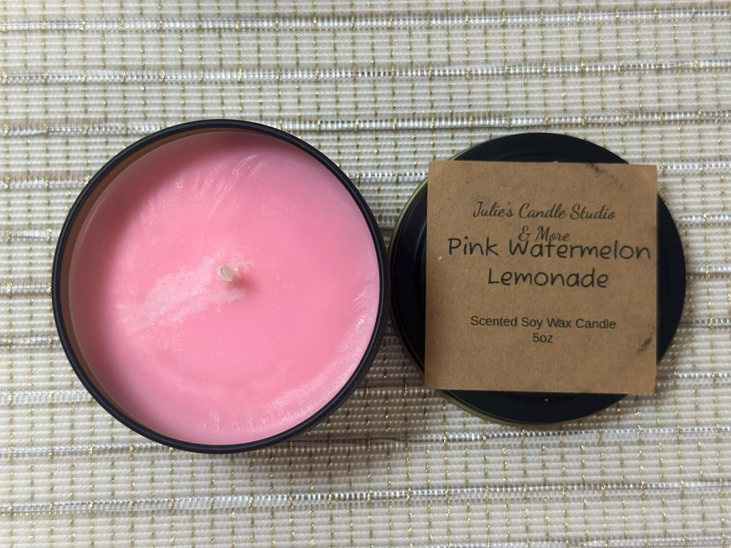 pink watermelon lemonade scented 5oz soy wax candle