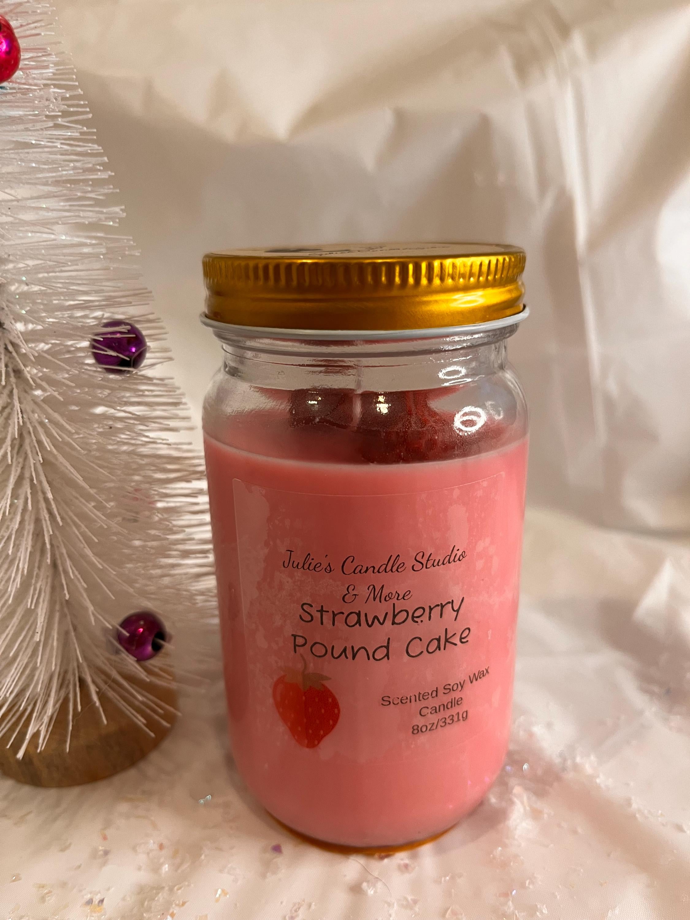 Strawberry Pound Cake Candle, Homemade Soy Wax Candle (8oz)