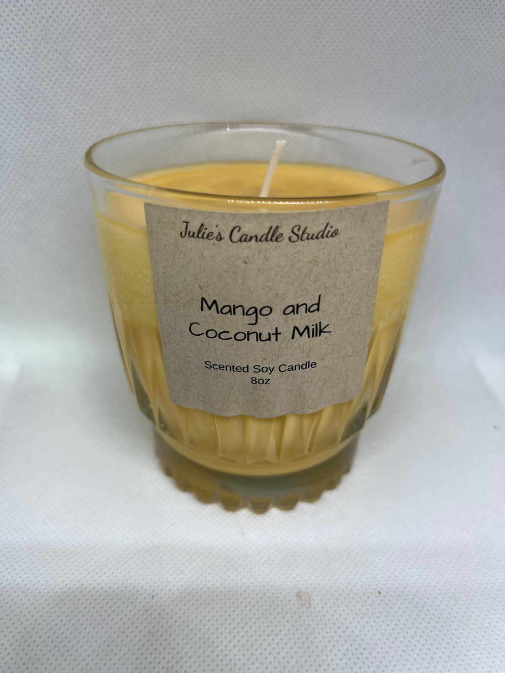 Mango and coconut milk scented 8oz scented soy wax candle