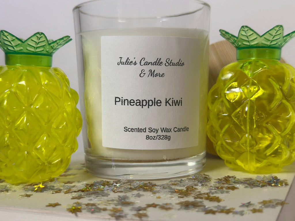 pineapple kiwi scented 4oz soy wax candle