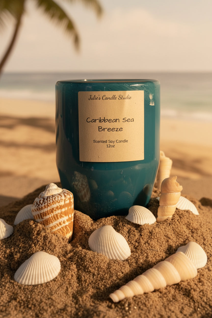 Caribbean Sea Breeze scented soy wax candle
