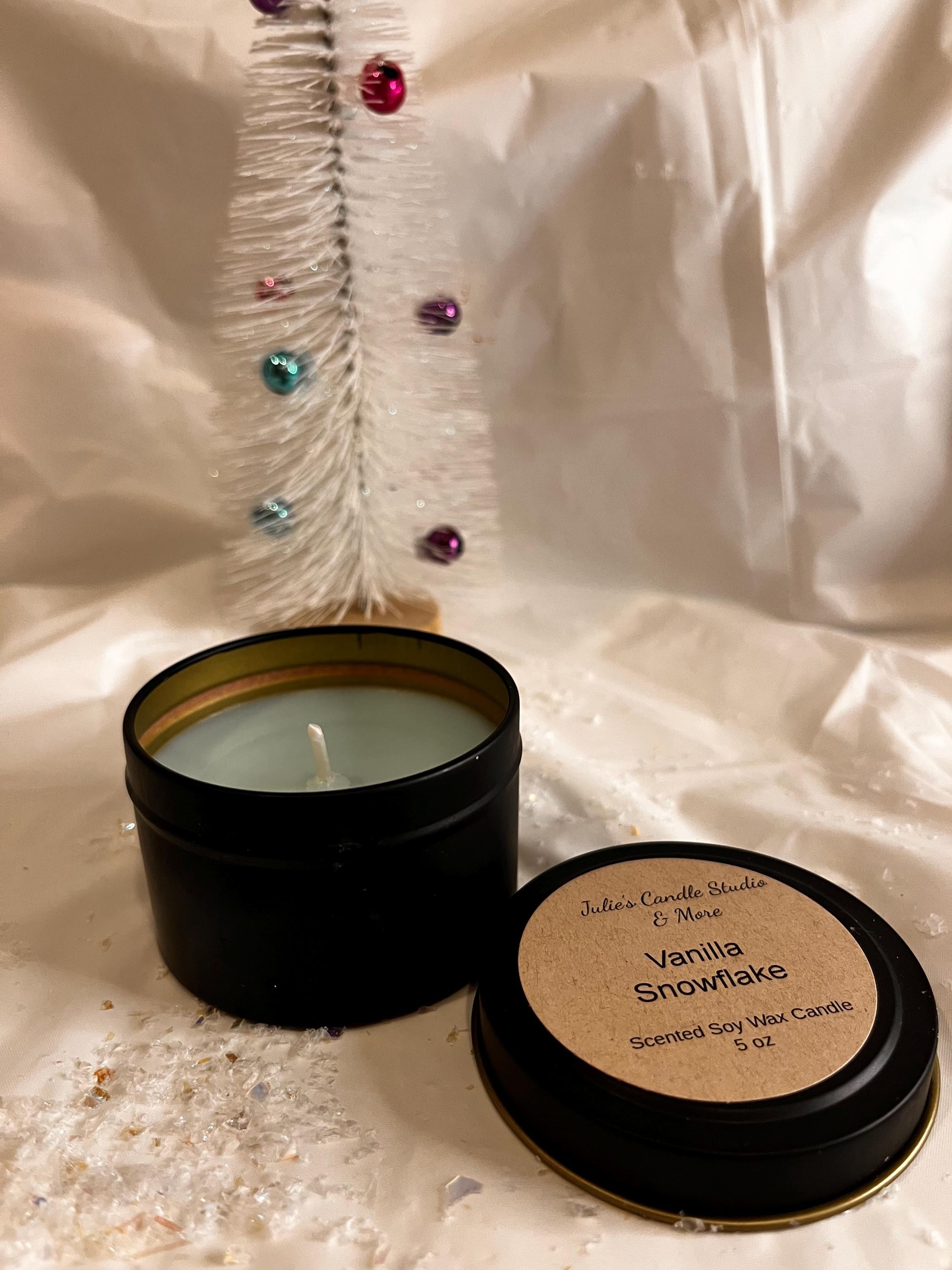 Vanilla snowflake candle, homemade, gift giving, holidays