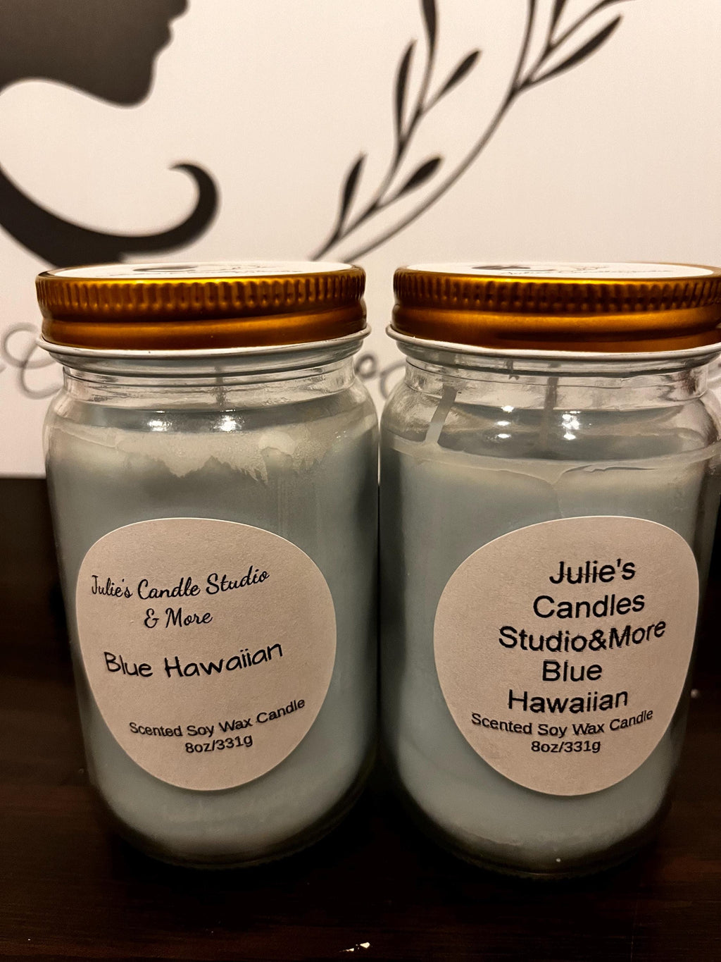 Blue Hawaiian scented 8oz soy wax candle,