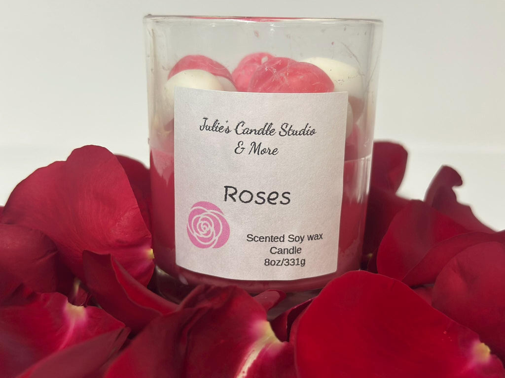 rose scented 8oz soy wax candle