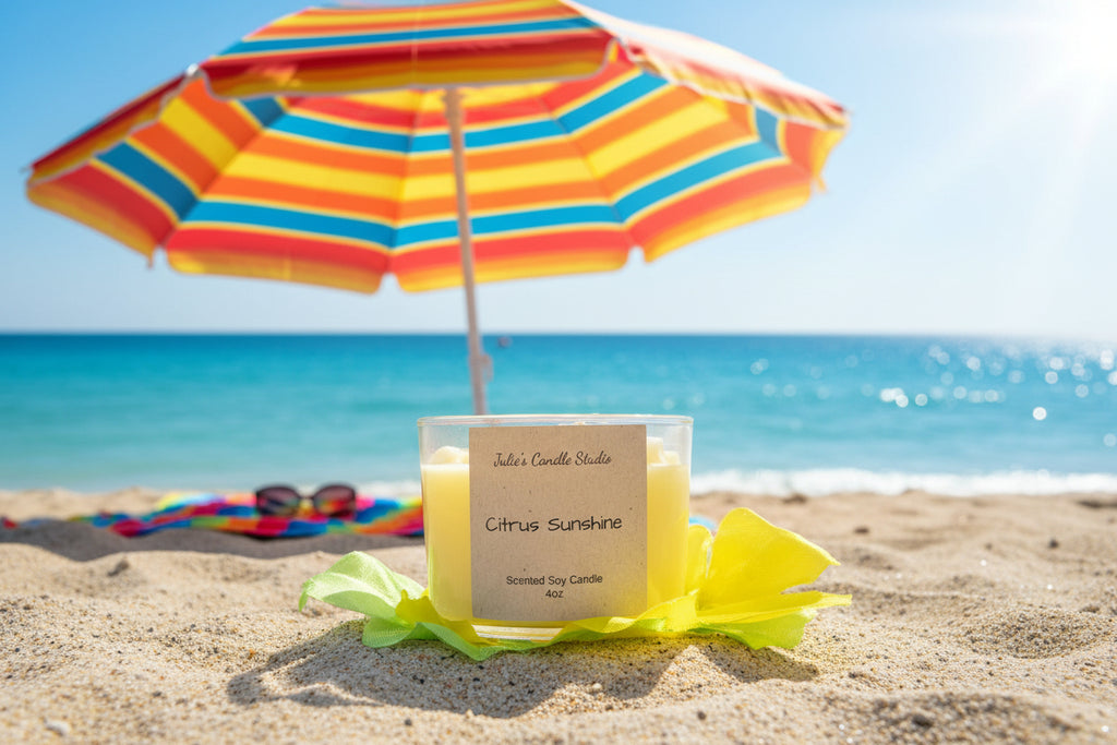 Citrus sunshine scented 4oz soy wax candle