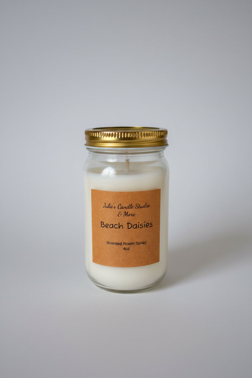 Beach daisies scented 8oz soy wax candle