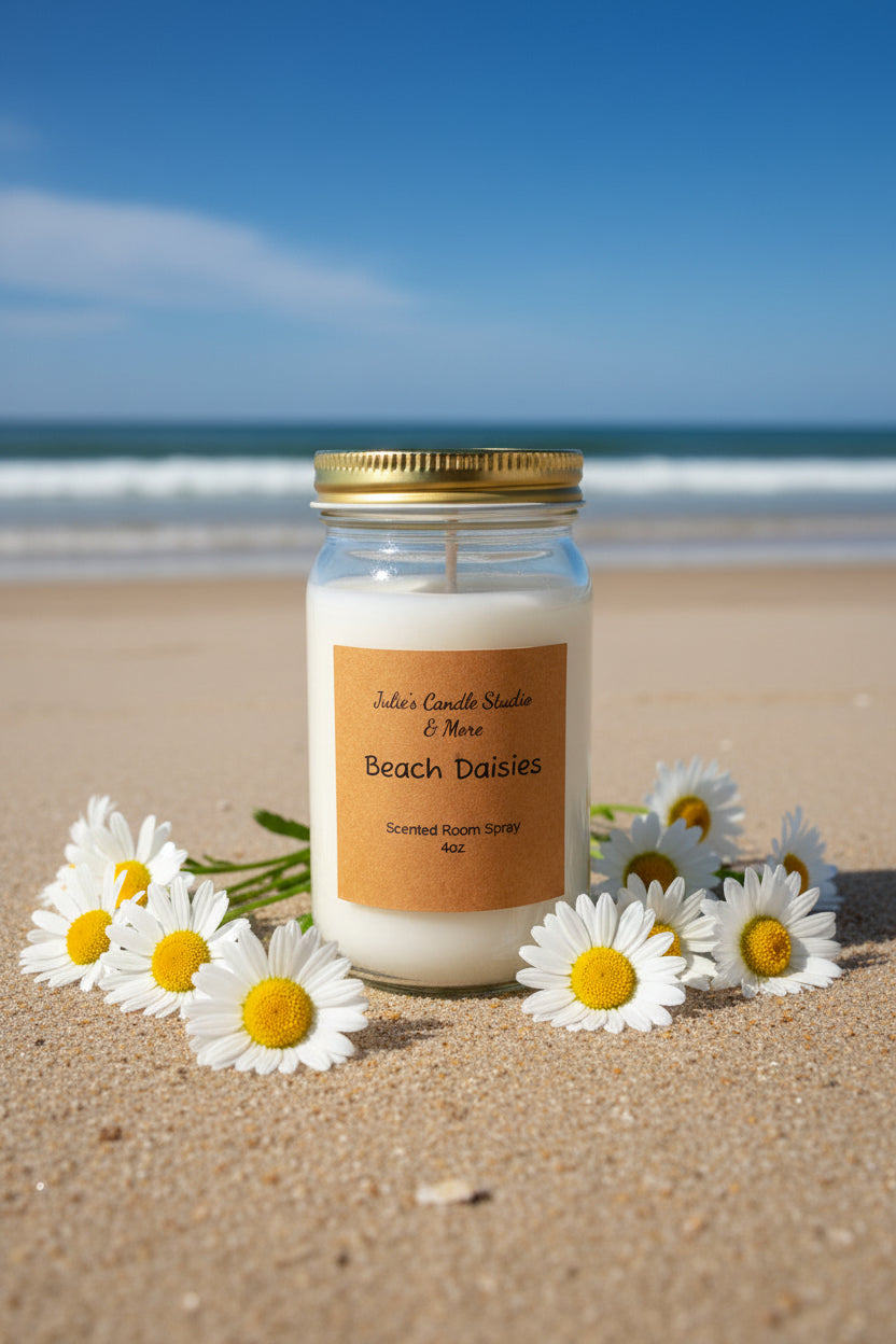 Beach daisies scented 8oz soy wax candle