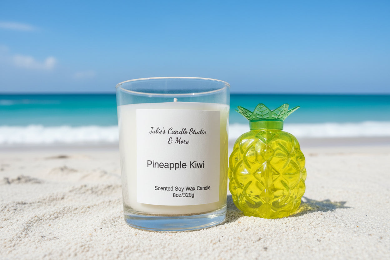 pineapple kiwi scented 4oz soy wax candle