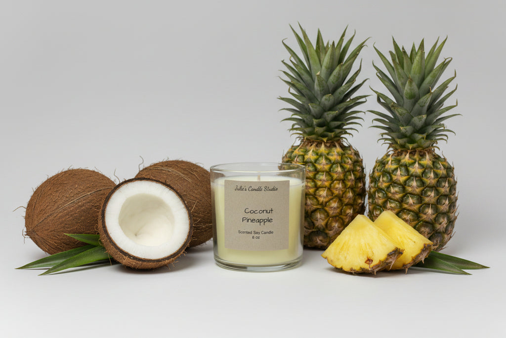 coconut and pineapple 6oz scented soy wax candle