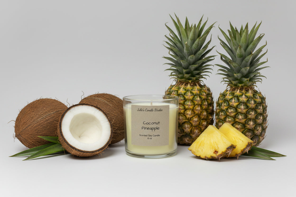 coconut and pineapple 6oz scented soy wax candle