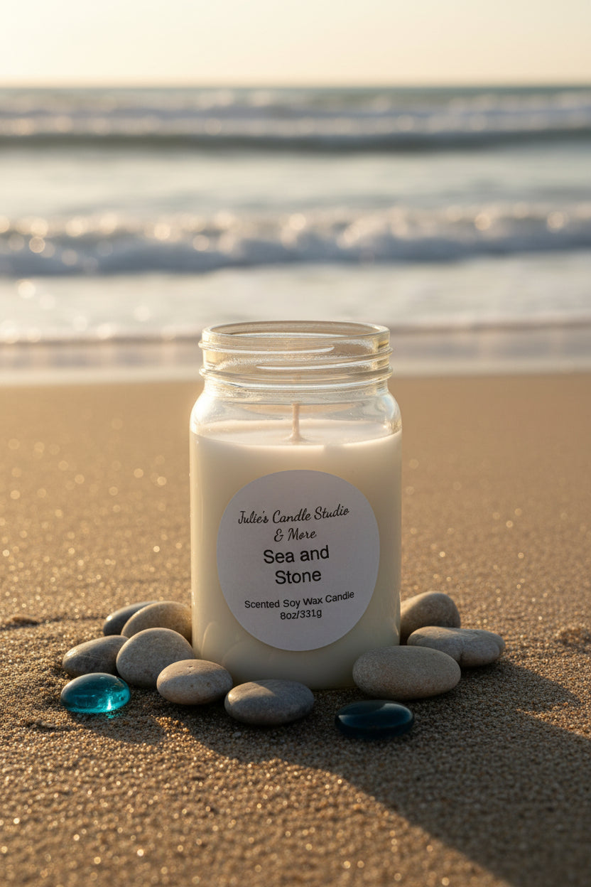 sea stone scented 8oz soy wax candle
