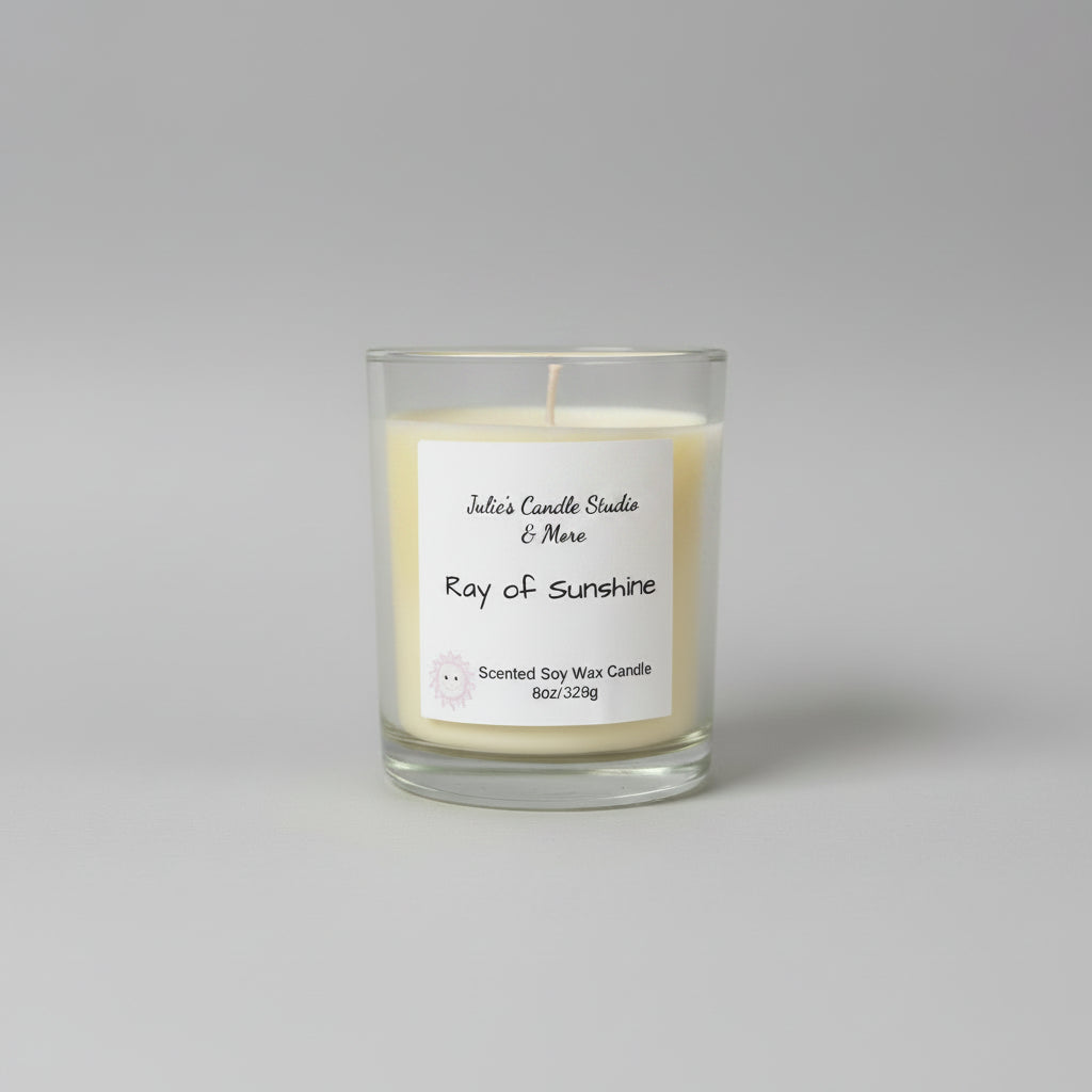 Ray of sunshine 8 oz soy wax candle,