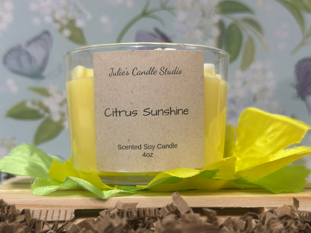 Citrus sunshine scented 4oz soy wax candle