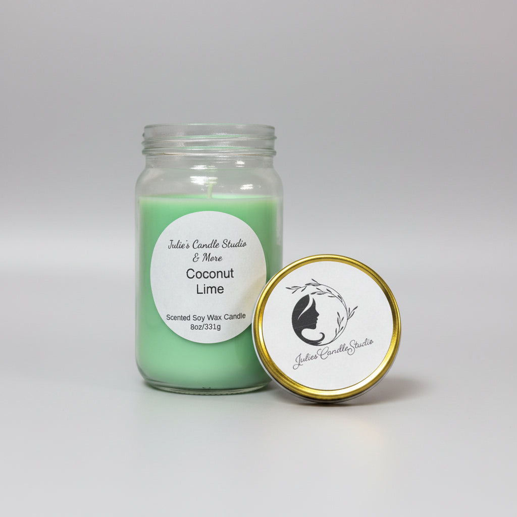 Coconut lime scented 8oz soy wax candle