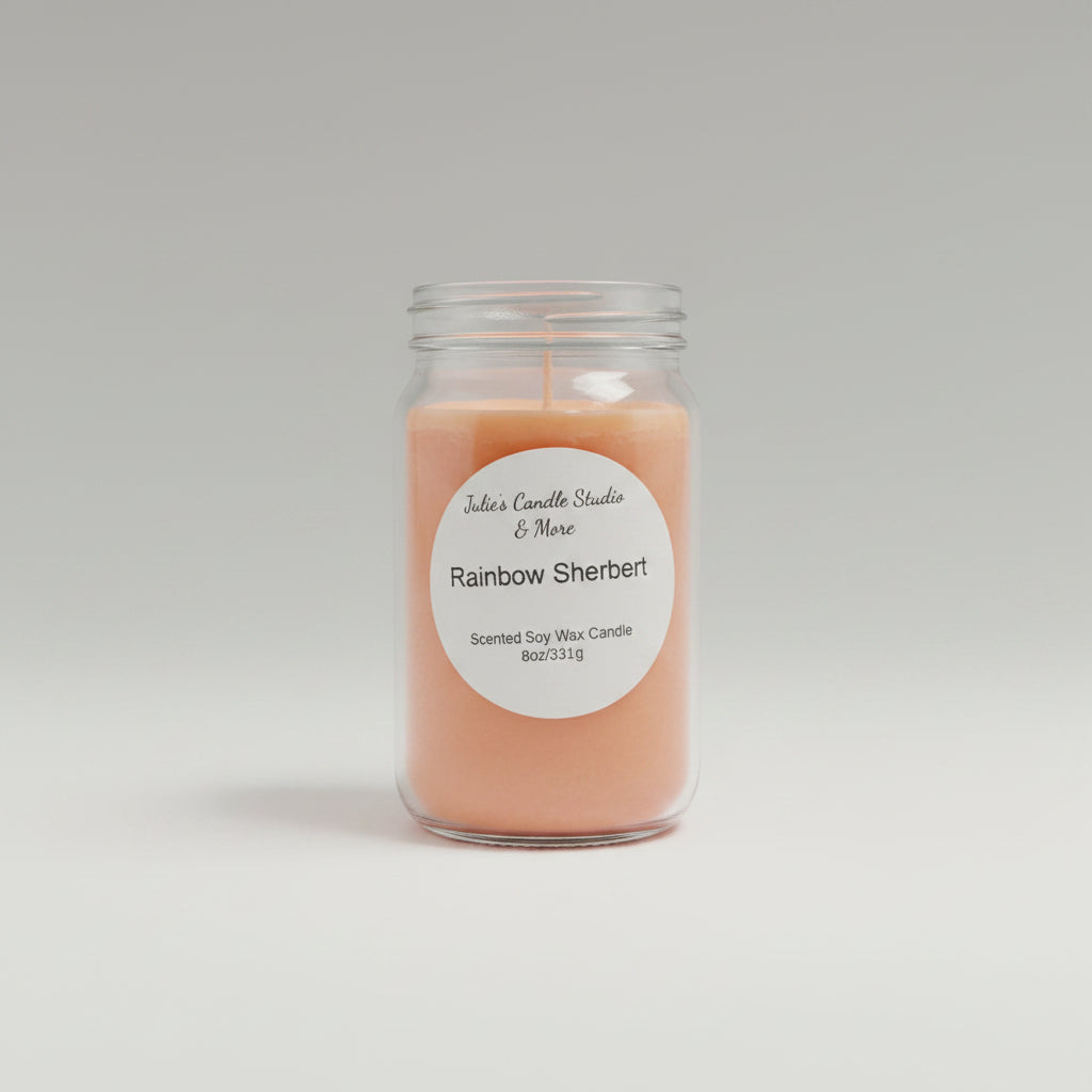 Rainbow sherbet scented candle 8oz soy wax candle