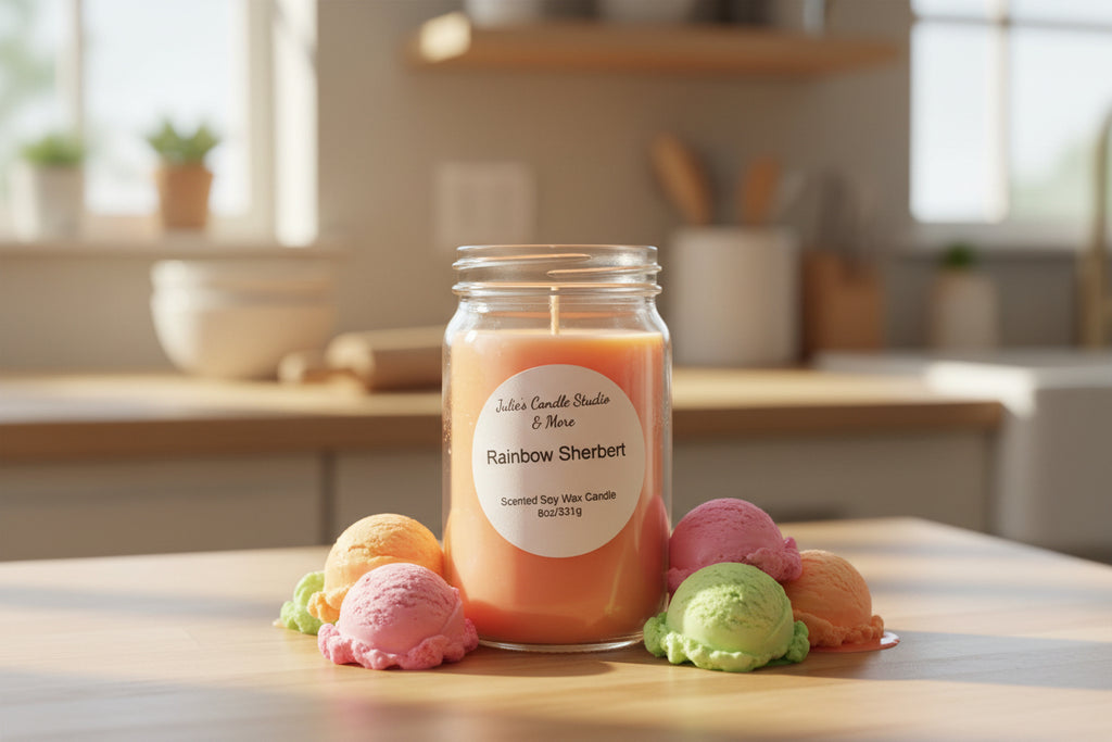 Rainbow sherbet scented candle 8oz soy wax candle