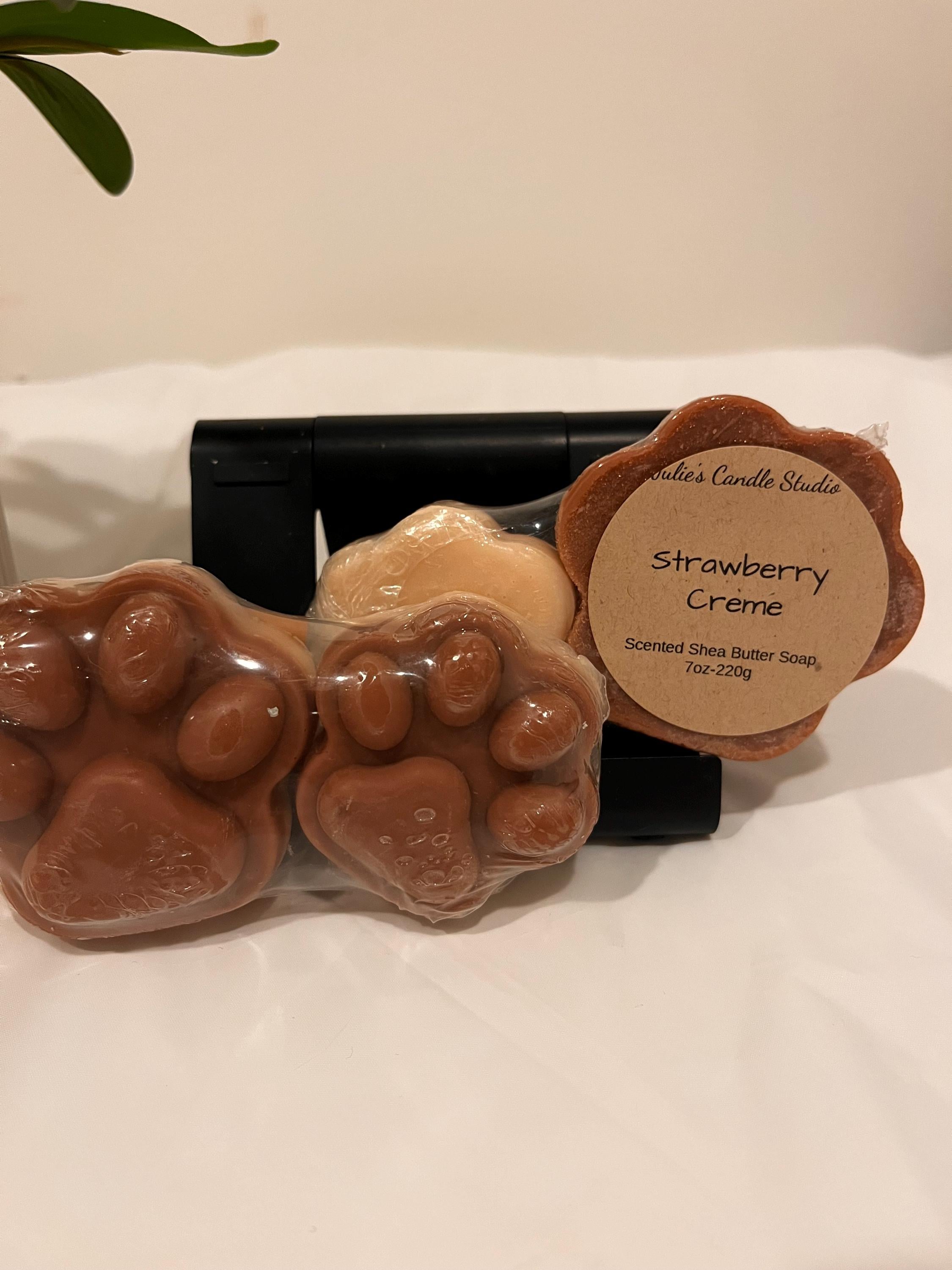 Handmade Strawberry Creme Scented Shea Butter Paw Soap