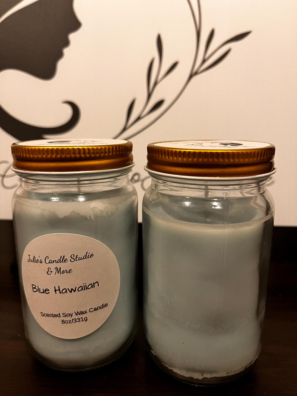 Blue Hawaiian scented 8oz soy wax candle,