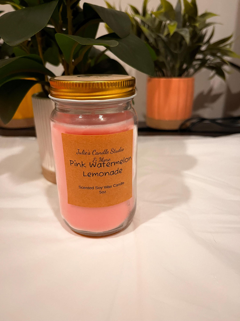 Pink watermelon lemonade Scented 8oz soy wax candle