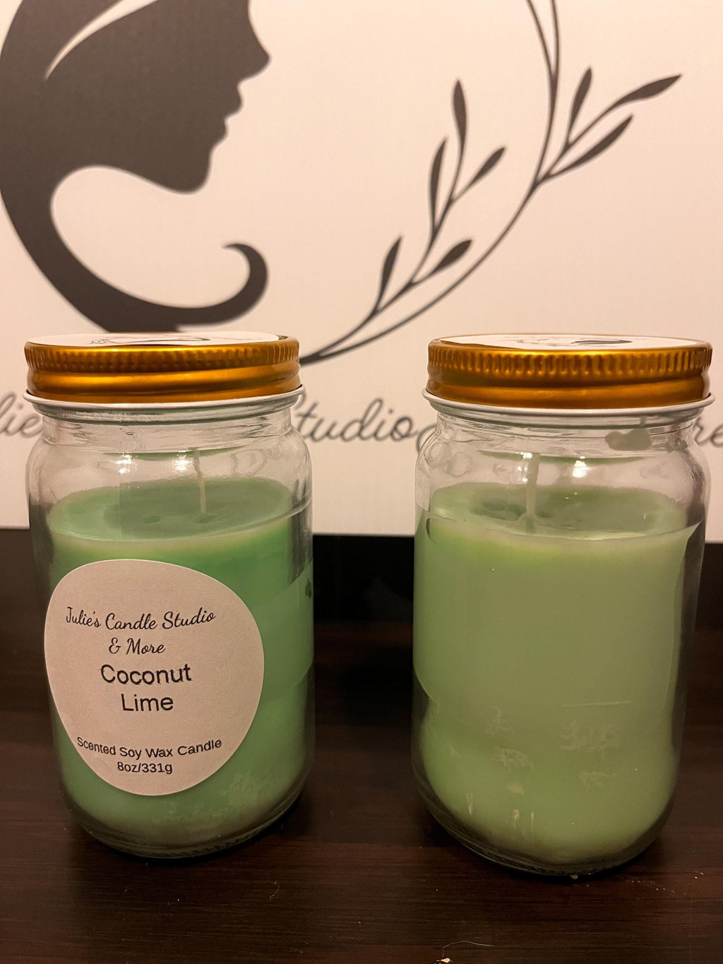 Coconut lime scented 8oz soy wax candle