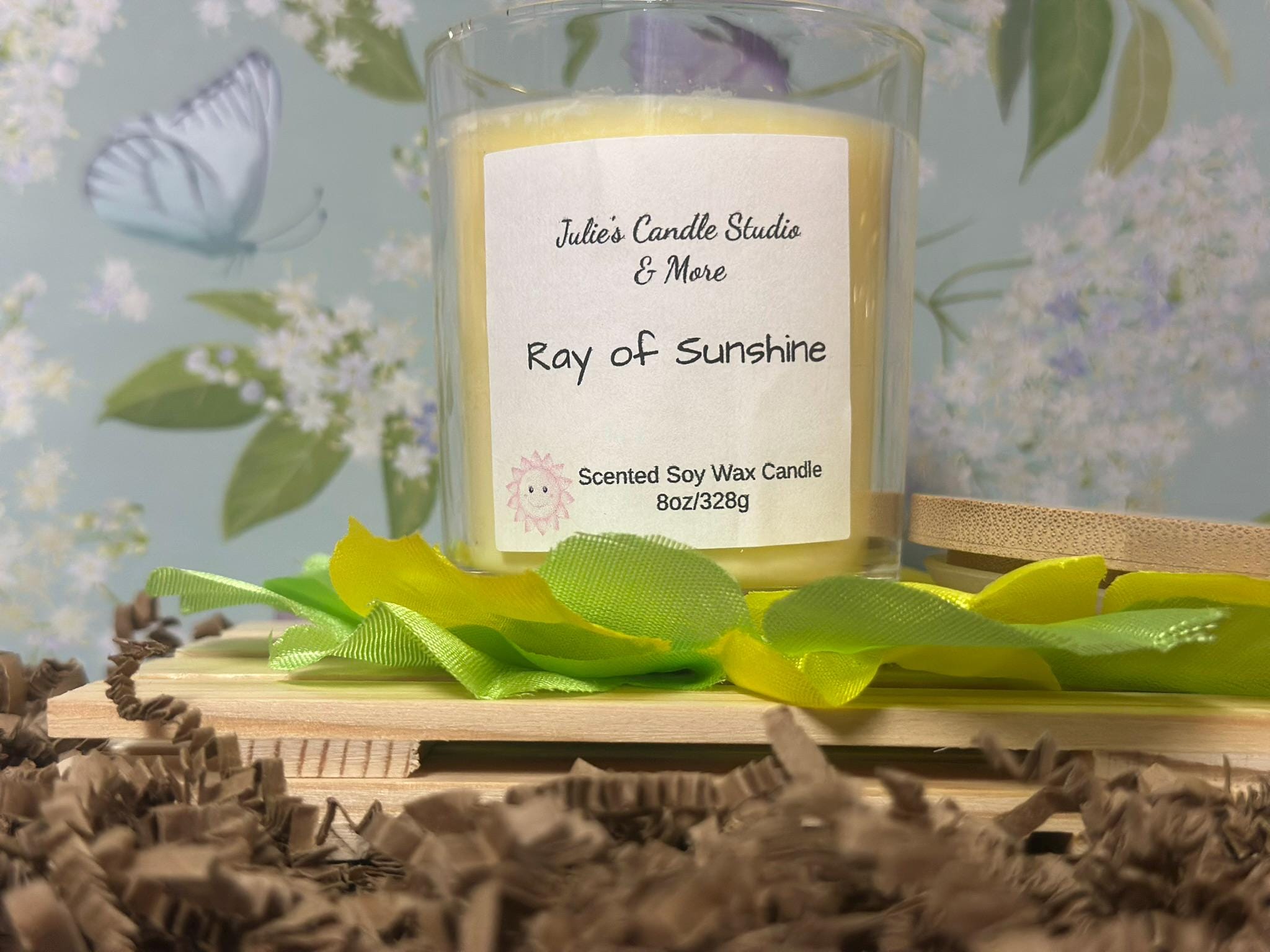 Ray of sunshine 8 oz soy wax candle,