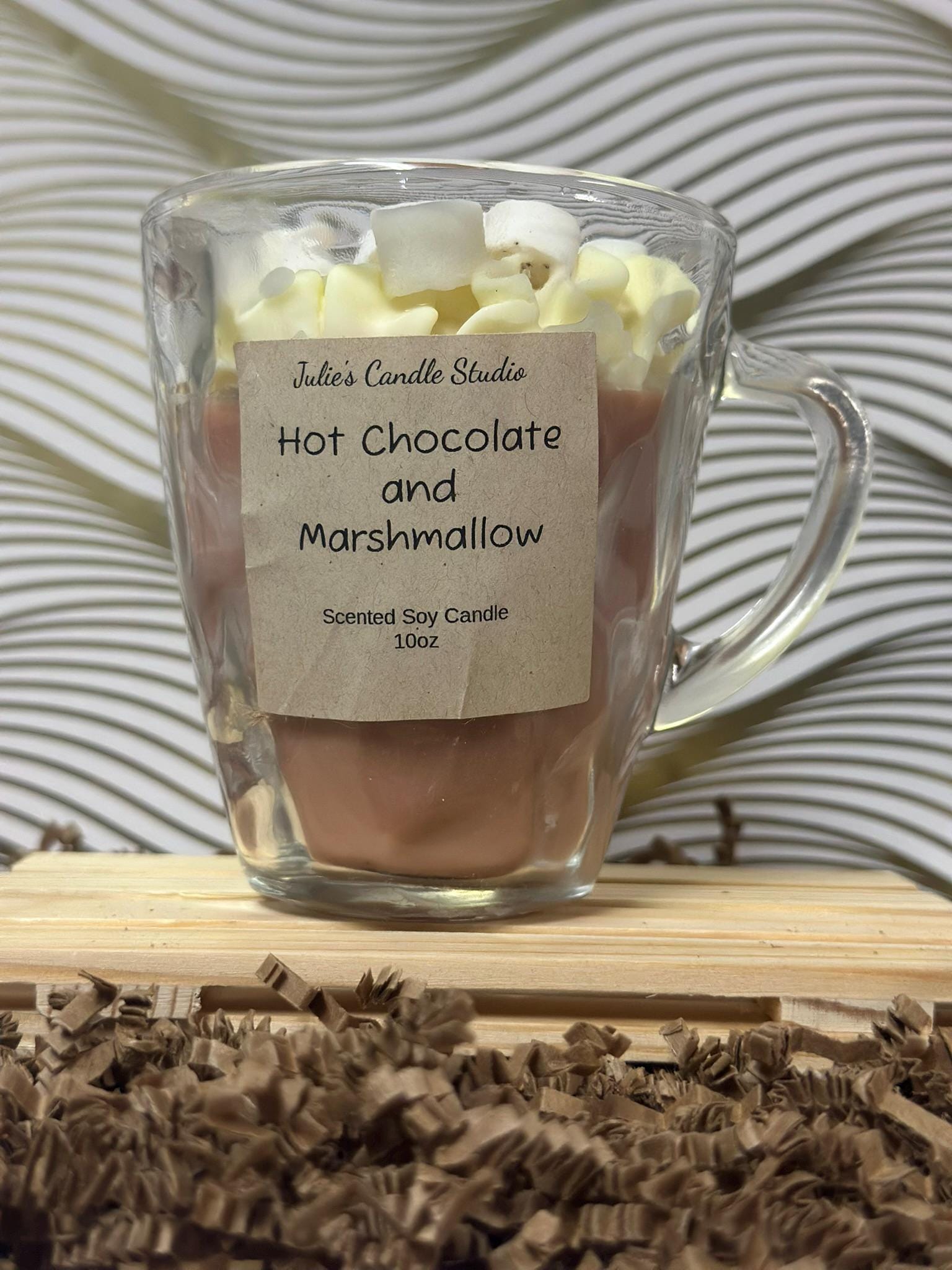 Hot chocolate and marshmallow scented 10oz soy wax candle